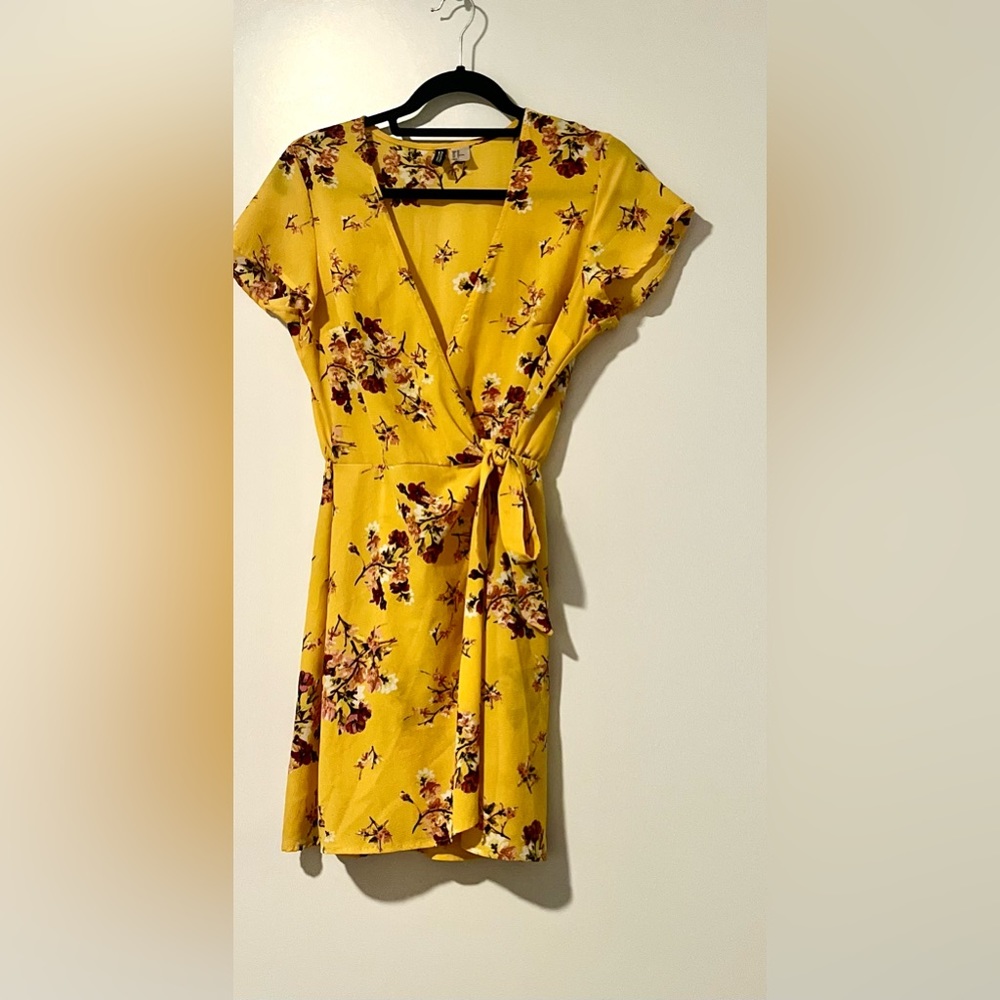 H&M Bright yellow wrap sun dress